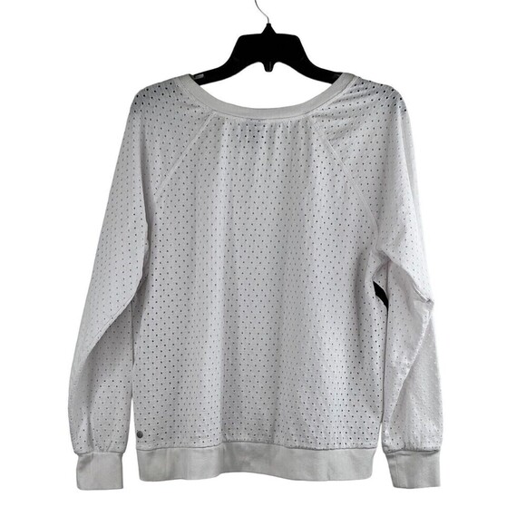 Z by ZELLA Womens Long Sleeve Pull Over Scoop Neck White Eyelet Swim Coverup L - Picture 6 of 9